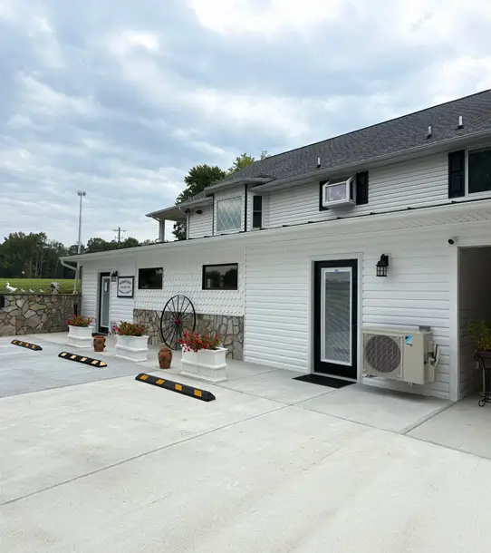 Side view of the ranch style home